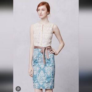Anthropologie Beguile by Byron Lars lace top sheath dress blue skirt women's 0
